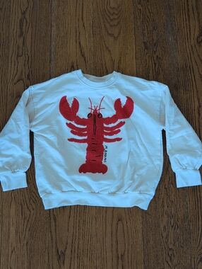 Mini Rodini White Crewneck with Red Lobster Motif
